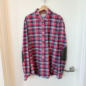Maison Martin Margiela Pink Plaid Flannel Button Up Shirt Leather Elbow Batch 54